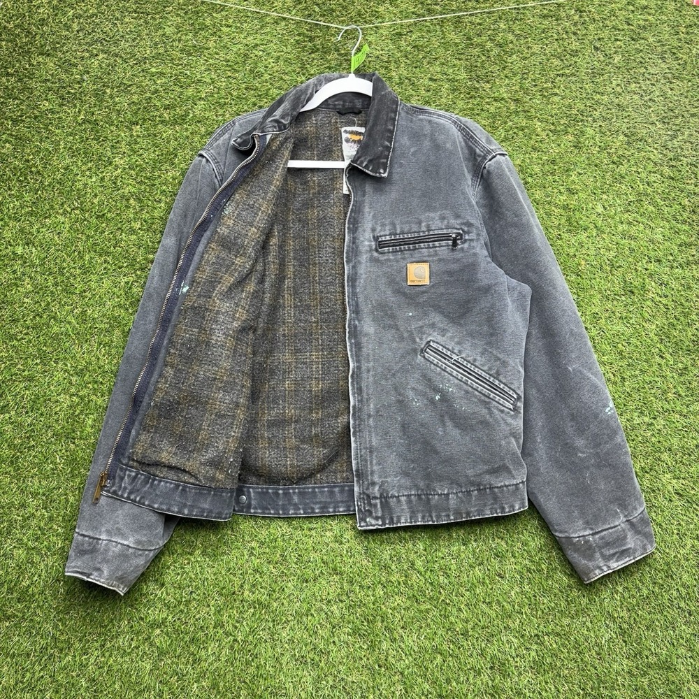 Vintage Carhartt Detroit Jacket Mens Medium j97 PTL Faded Petal Gray Zip Up Boxy